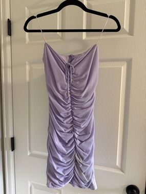 Hello Molly Lilac Ruched Mini Dress